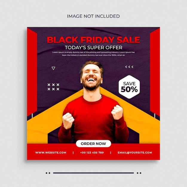 Publication Sur Les Médias Sociaux De La Vente Du Black Fridaybannière Web De Publication Instagram Ou Modèle De Couverture Facebook