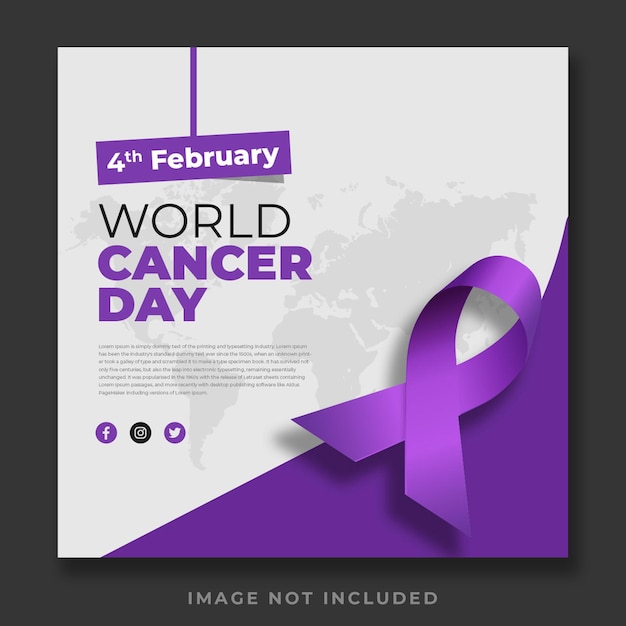 publication sur les médias sociaux violet de la journée mondiale du cancer 3d