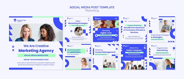 Publication sur les réseaux sociaux d'une agence de marketing