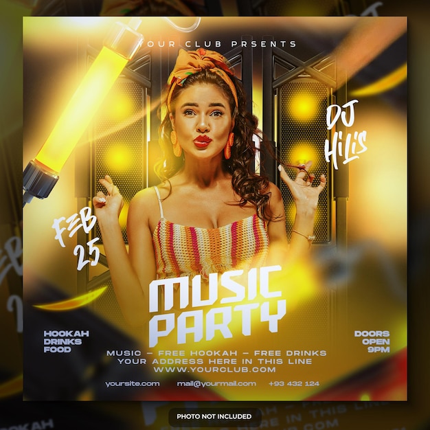 publication sur les réseaux sociaux du flyer du club dj party