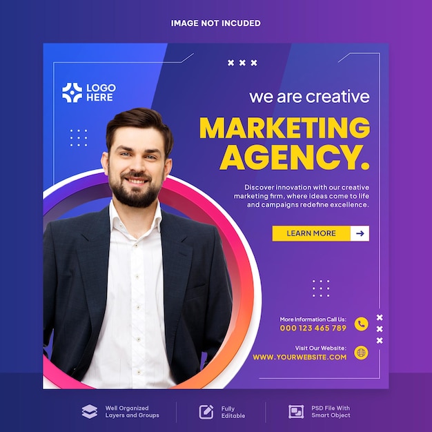 Publication sur les réseaux sociaux de marketing numérique et modèle de bannière Web d'entreprise
