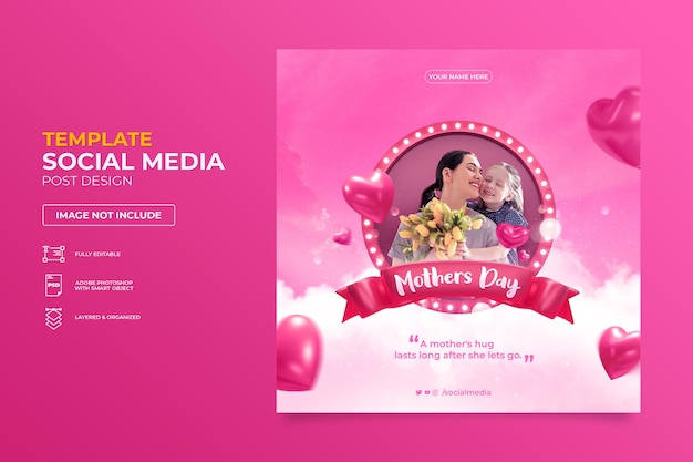 PSD publication sur les réseaux sociaux pour la fête des mères