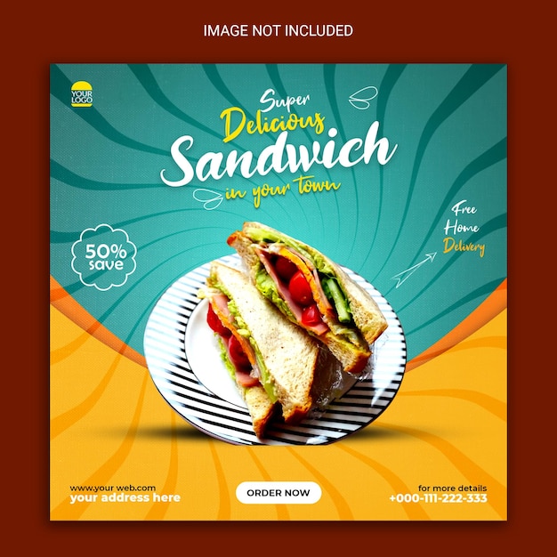 publication sur les réseaux sociaux sandwich super délicieux.