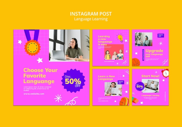 PSD publications instagram sur l'apprentissage des langues