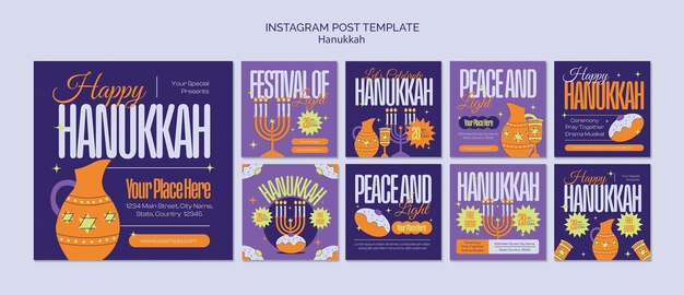 PSD publications instagram de la célébration de hanoukka