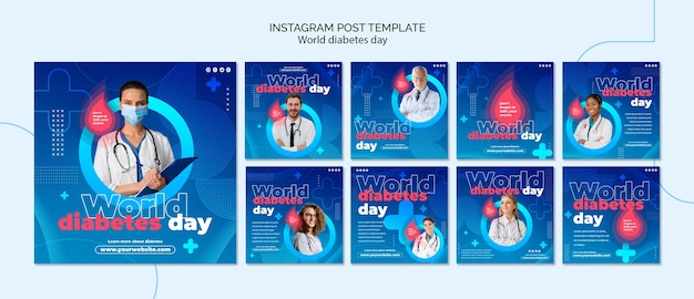 PSD publications instagram dégradées de la journée mondiale du diabète