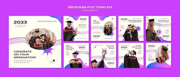 PSD publications instagram de l'événement de remise des diplômes en dégradé