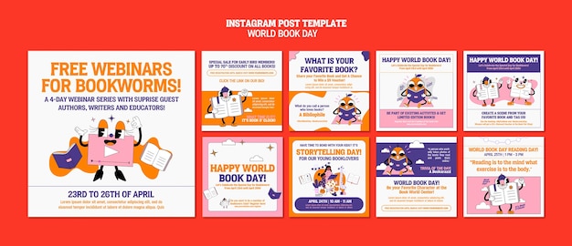 PSD publications instagram de la journée mondiale du livre