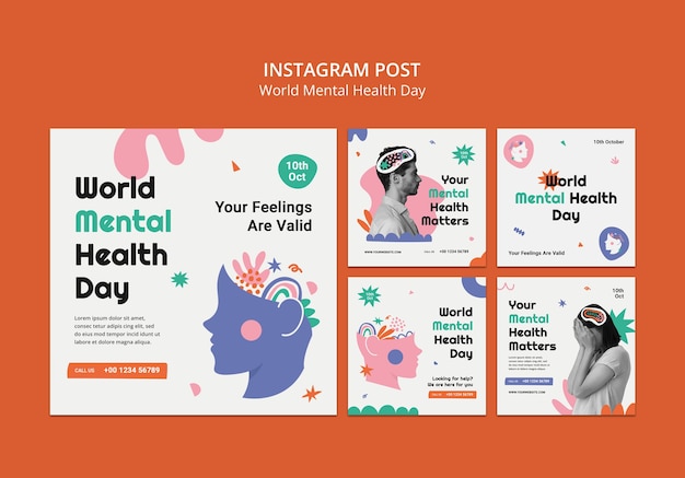 Publications instagram de la journée mondiale de la santé mentale
