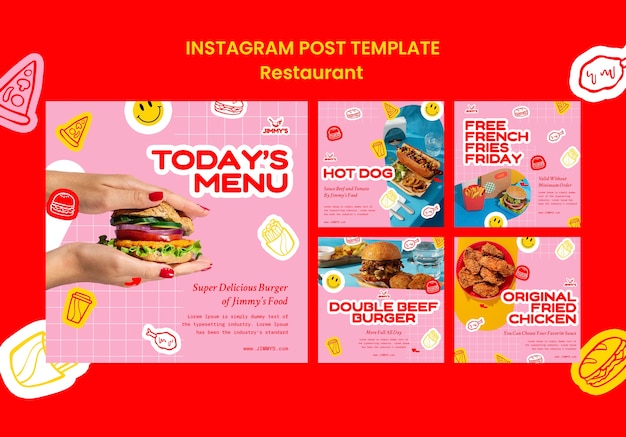 PSD publications instagram de restaurants de cuisine délicieuse