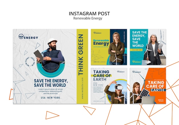 Publications instagram sur les solutions d'énergie renouvelable