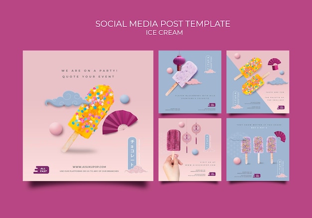 Publications sur les réseaux sociaux de crème glacée