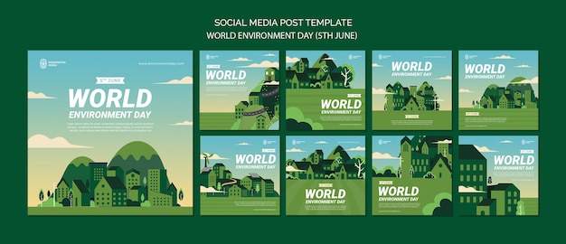 PSD publications sur les réseaux sociaux de la journée mondiale de l'environnement