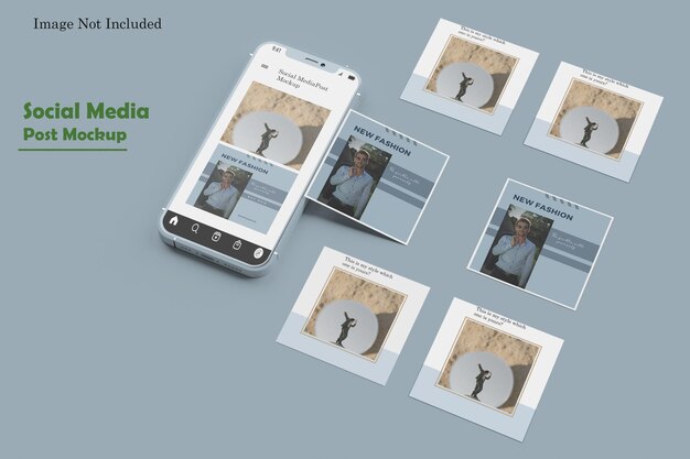 Publications sur les réseaux sociaux et maquette de smartphone