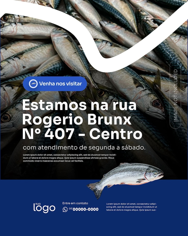 PSD publicidad en el mercado de pescado con dirección y promoción de mariscos