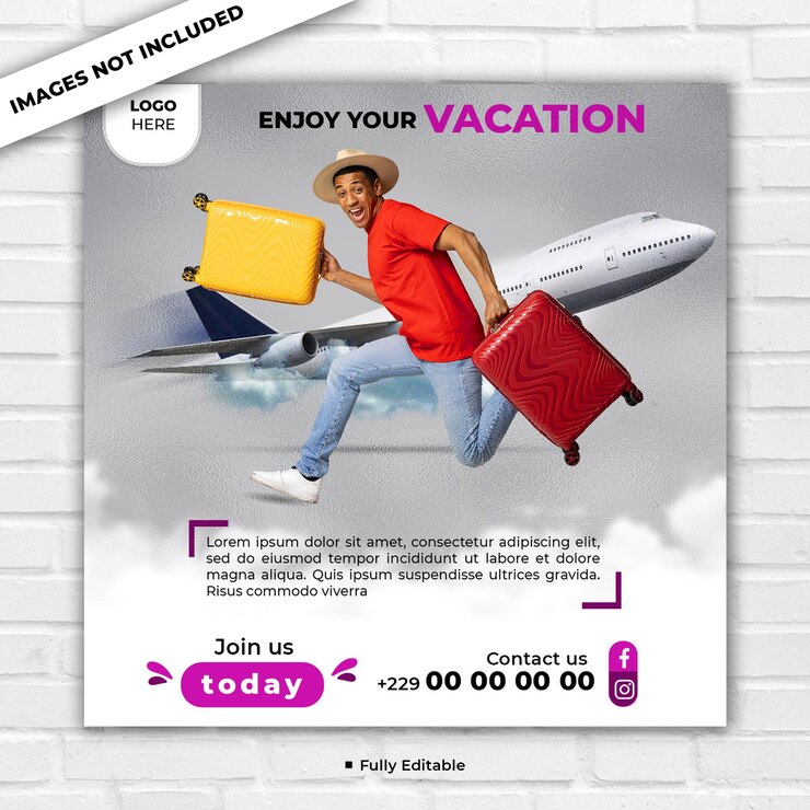 PSD publicidade de viagens postpsd para os meios de comunicação social