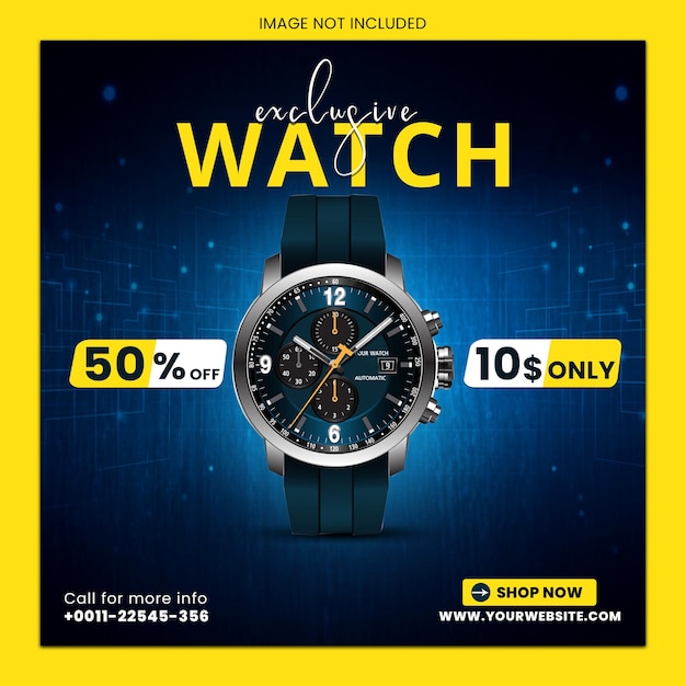 PSD une publicité pour une montre exclusive qui dit 50 % de rabais.