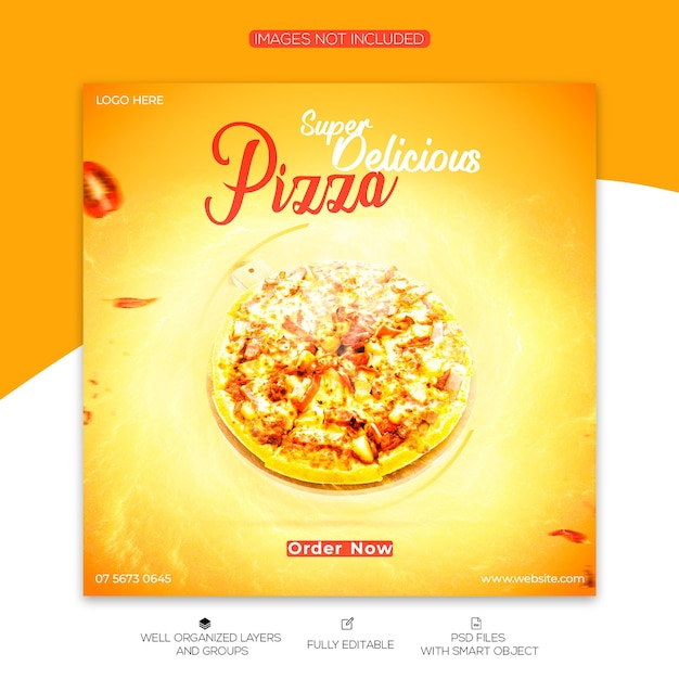 PSD une publicité pour une pizza appelée pizza super délicieuse.