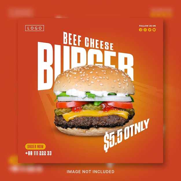 PSD des publicités créatives sur les réseaux sociaux de burger