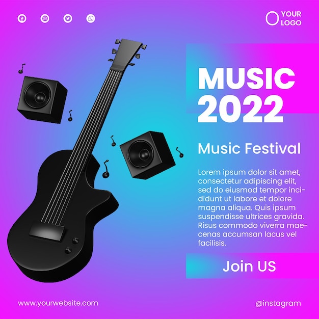 Publier de la musique sur les réseaux sociaux avec le rendu 3d de l'icône