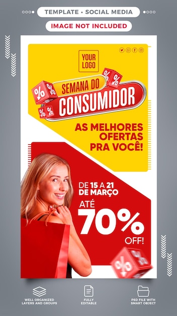 PSD publique histórias nas redes sociais semana do consumidor as melhores ofertas para você