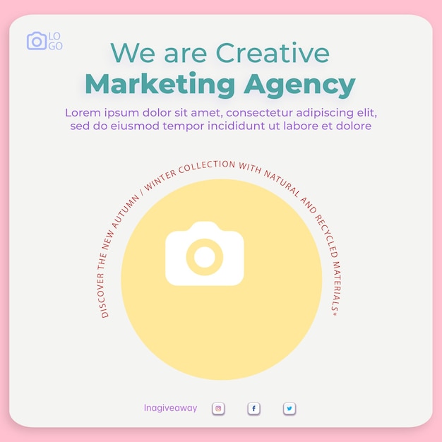 Publique instagram de mídia social para marketing digital