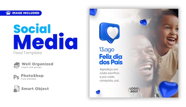 PSD publique modelo de feed de mídia social feliz dia dos pais 039 para comemorar