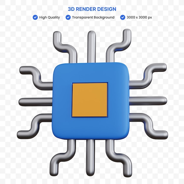 PSD puce bleue de rendu 3d isolée