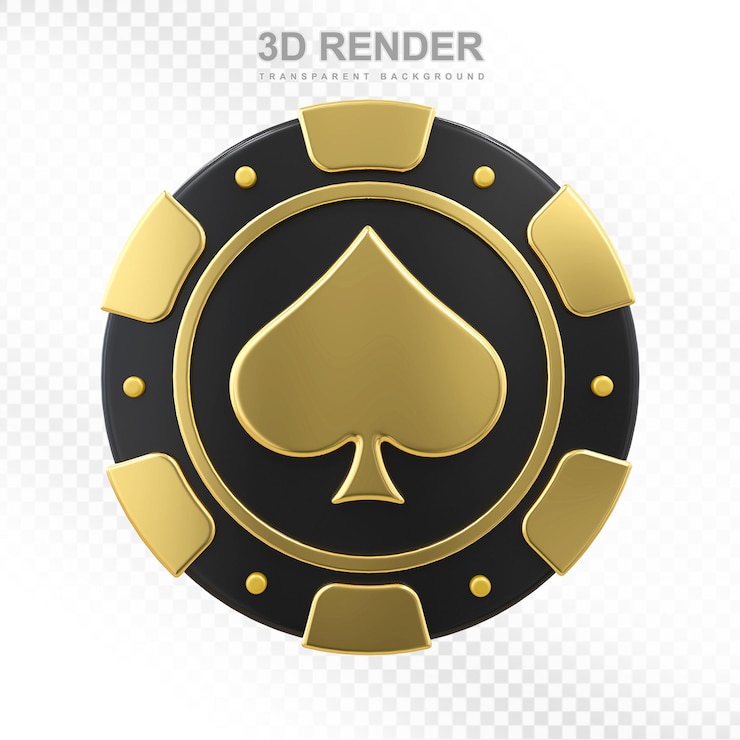 PSD une puce d'or de casino en 3d