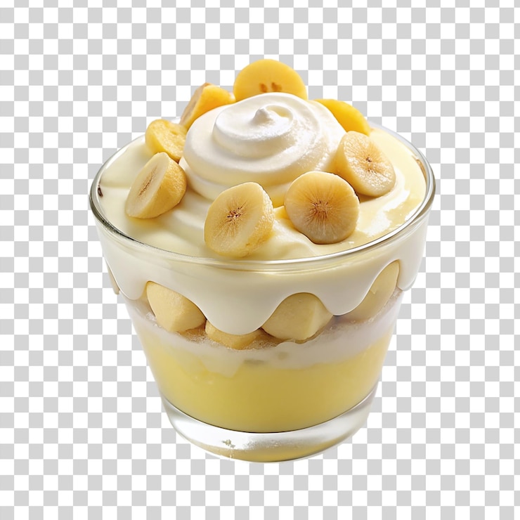 PSD pudding de banane sur un fond transparent