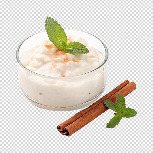 PSD pudding de arroz saboroso em uma tigela isolada em fundo transparente png