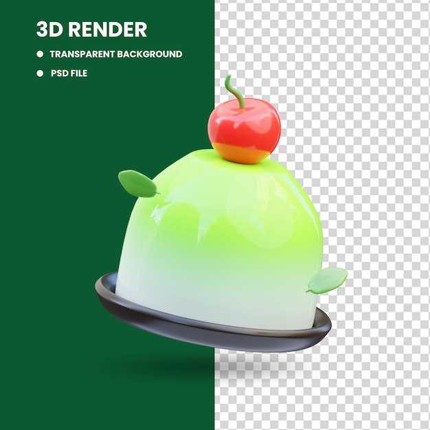 Pudim matcha ilustração 3d renderização em 3d