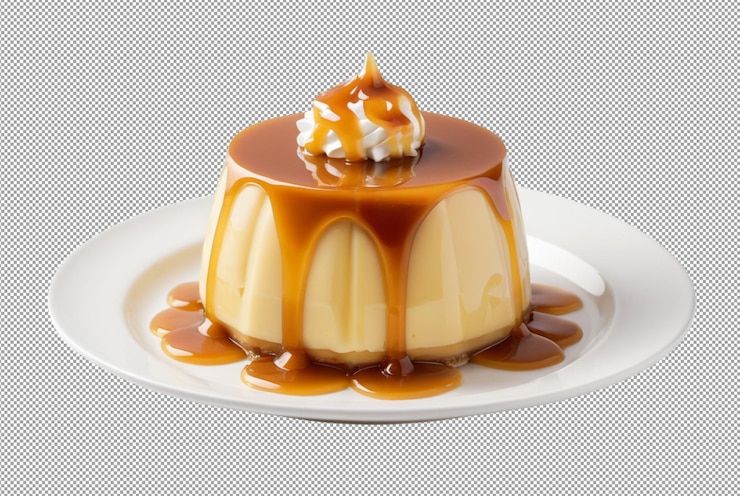 PSD el pudín de caramelo es un deleite dulce y una felicidad cremosa.