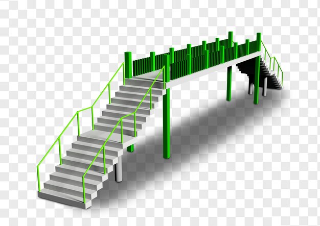 Puente peatonal 3D Gente que cruza el puente