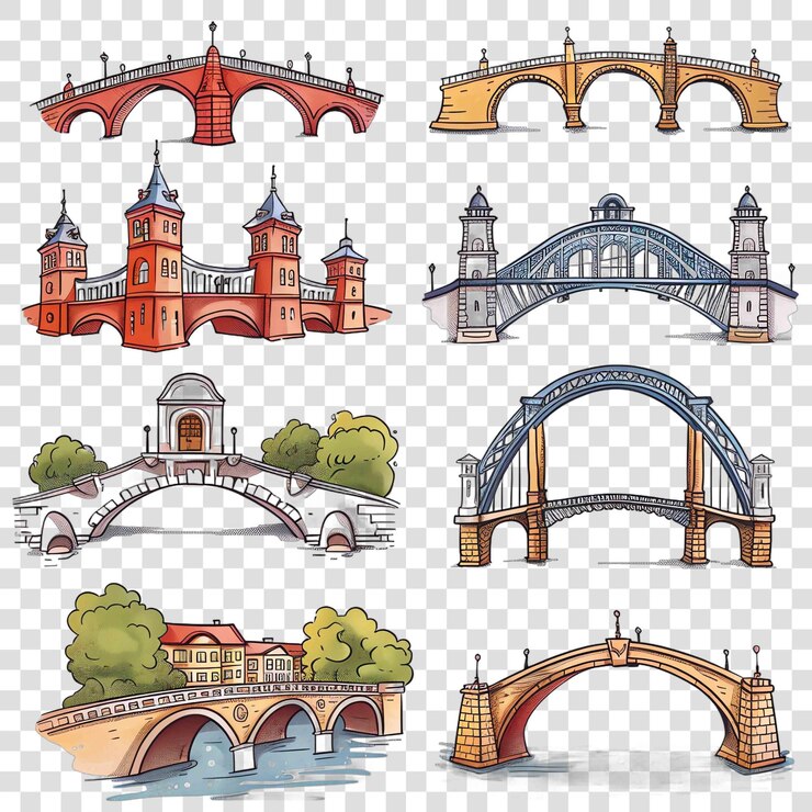 PSD puentes trasfondo transparente acuarela clipart