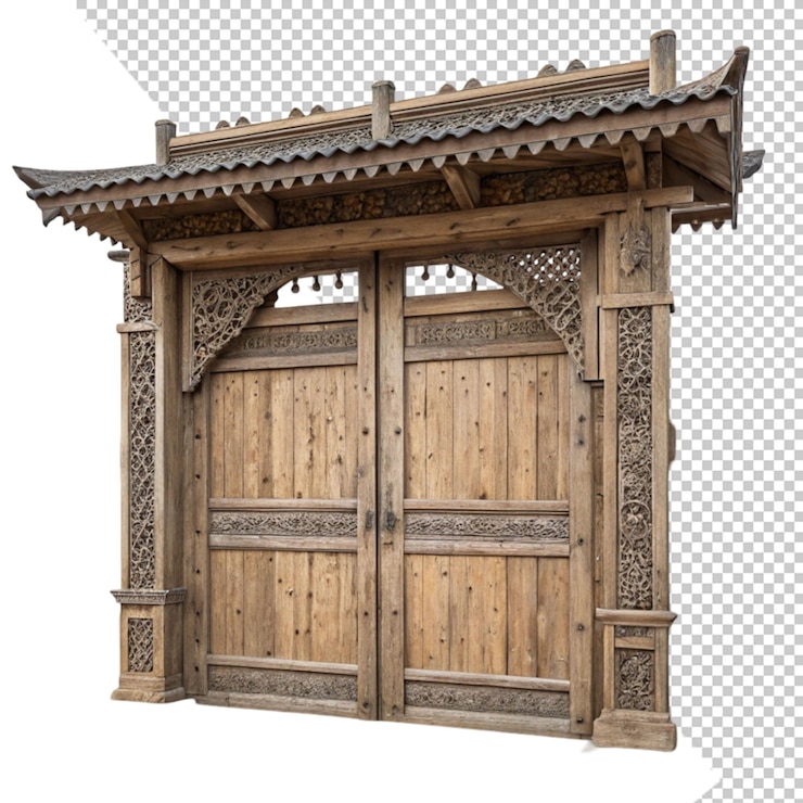 PSD puerta de arco de madera envejecida