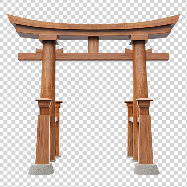 Puerta de arco torii japonesa aislada sobre un fondo transparente