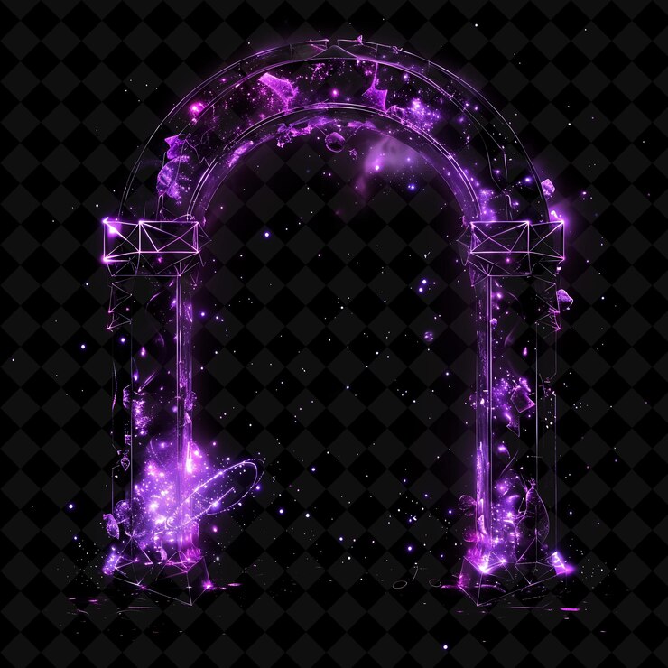 PSD puerta astral encantada con patrones de constelaciones hecha en wi png y2k colección de colores de neón de forma