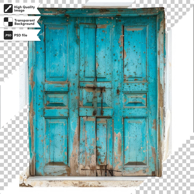 PSD una puerta azul con un número 1 en ella