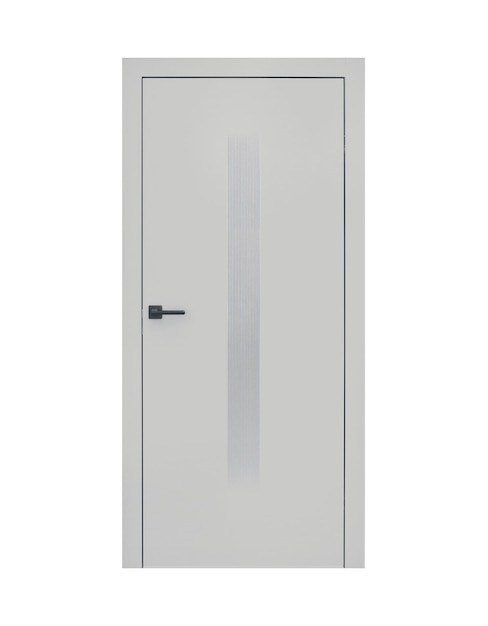 Puerta clásica gris con diseño de rayas vista delantera ral 9003