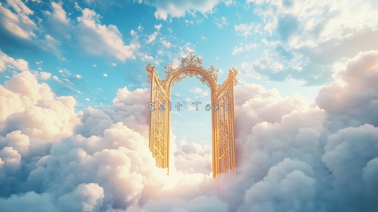 PSD la puerta dorada se abre al cielo en las nubes