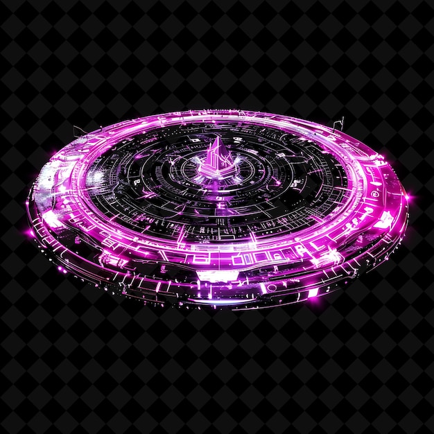 Puerta Estelar Alienígena con Tecnología Extraterrestre y PNG críptico Colección de colores de neón de forma Y2K