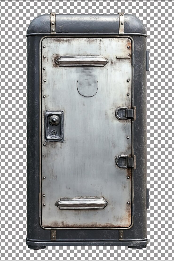 Puerta de fumador de gas Acceso para añadir leña y comprobar las carnes Hiperrealista aislado blanco plano Tran