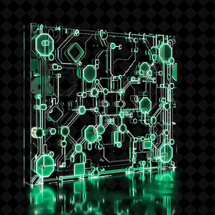 PSD puerta de inteligencia artificial con algoritmos inteligentes y colección de colores de neón de forma png y2k