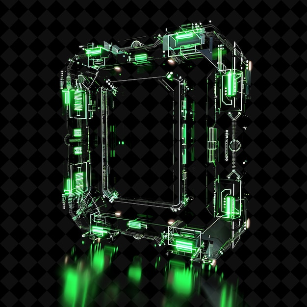 Puerta de Inteligencia Artificial con Algoritmos Inteligentes y Colección de Colores de Neón de Forma PNG Y2K