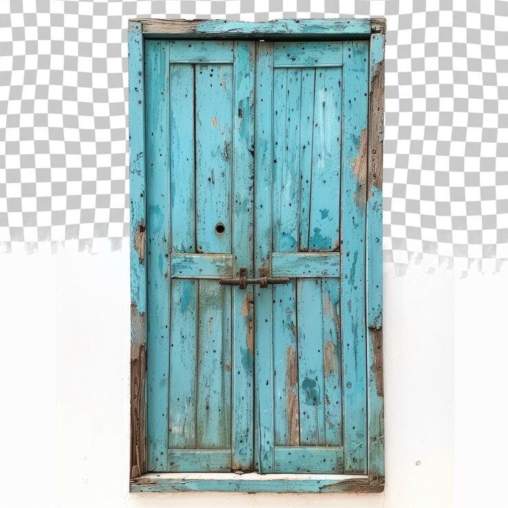 PSD una puerta de madera azul con una puerta azul que dice no