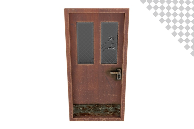 PSD puerta marrón oxidada con vidrio oscuro