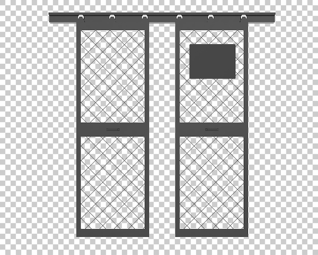 PSD puerta metálica aislada sobre fondo transparente ilustración de renderizado 3d