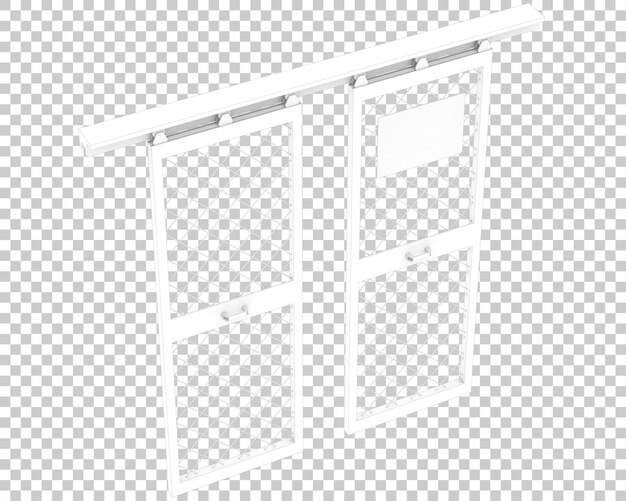 Puerta metálica aislada sobre fondo transparente ilustración de renderizado 3d