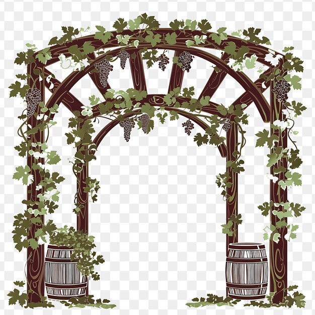 PSD puerta de pérgola con decoraciones de bodas del viñedo la puerta es un diseño concepto creativo ideas gráficas